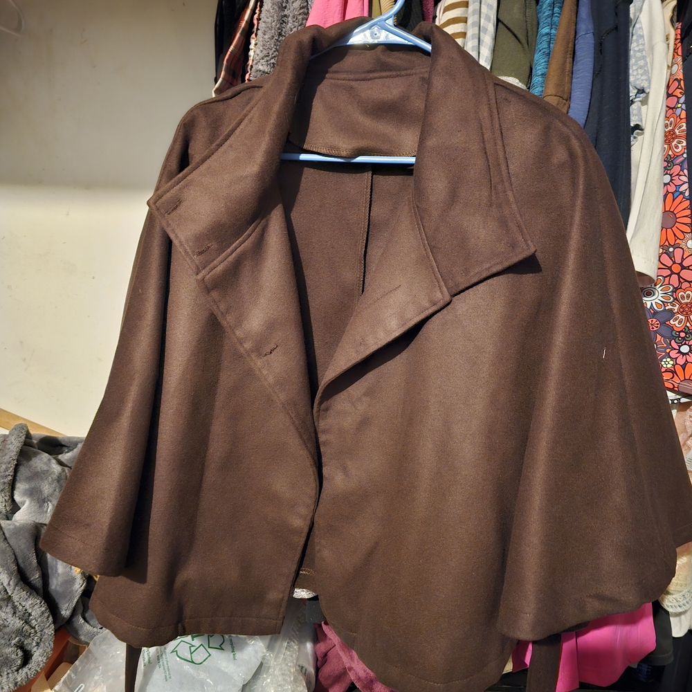 Classic Women's Brown Wool Blend Cape Coat